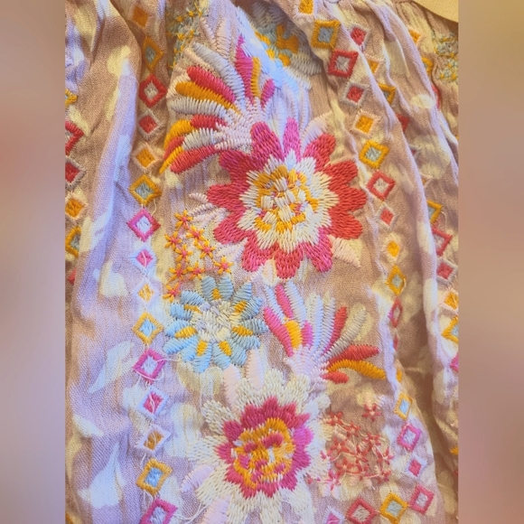 2/$15 Savanna Jane Boho Chic Top, S, Purple Leopard, Floral Embroidery, NWT - Picture 12 of 15